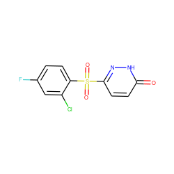 O=c1ccc(S(=O)(=O)c2ccc(F)cc2Cl)n[nH]1 ZINC000011536166