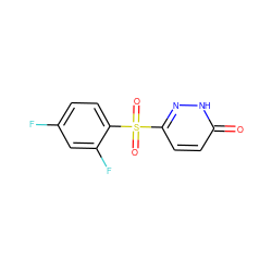 O=c1ccc(S(=O)(=O)c2ccc(F)cc2F)n[nH]1 ZINC000011536167