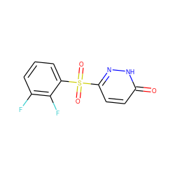 O=c1ccc(S(=O)(=O)c2cccc(F)c2F)n[nH]1 ZINC000011536168