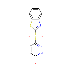 O=c1ccc(S(=O)(=O)c2nc3ccccc3s2)n[nH]1 ZINC000011536183