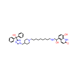 O=c1ccc2c([C@@H](O)CNCCCCCCCCCN3CCC(Cn4cnc(C(O)(c5ccccc5)c5ccccc5)n4)CC3)ccc(O)c2[nH]1 ZINC000164919464