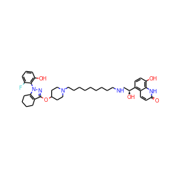 O=c1ccc2c([C@@H](O)CNCCCCCCCCCN3CCC(Oc4nn(-c5c(O)cccc5F)c5c4CCCC5)CC3)ccc(O)c2[nH]1 ZINC000072124850