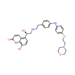 O=c1ccc2c([C@@H](O)CNCCc3ccc(Nc4ccc(OCCN5CCOCC5)cc4)cc3)ccc(O)c2[nH]1 ZINC000114569581