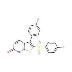 O=c1ccc2c(-c3ccc(Cl)cc3)c(S(=O)(=O)c3ccc(Cl)cc3)sc2[nH]1 ZINC000140544830