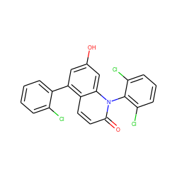 O=c1ccc2c(-c3ccccc3Cl)cc(O)cc2n1-c1c(Cl)cccc1Cl ZINC000029125664