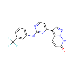 O=c1ccc2c(-c3ccnc(Nc4cccc(C(F)(F)F)c4)n3)cnn2[nH]1 ZINC000013582611