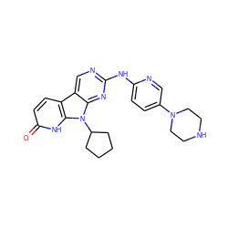 O=c1ccc2c3cnc(Nc4ccc(N5CCNCC5)cn4)nc3n(C3CCCC3)c2[nH]1 ZINC000117683407