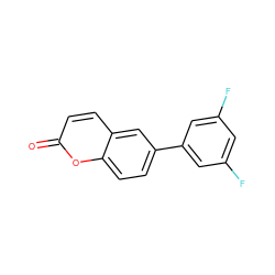 O=c1ccc2cc(-c3cc(F)cc(F)c3)ccc2o1 ZINC000072124433