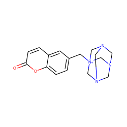 O=c1ccc2cc(C[N+]34CN5CN(CN(C5)C3)C4)ccc2o1 ZINC000045300690