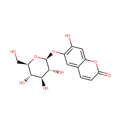 O=c1ccc2cc(O[C@@H]3O[C@H](CO)[C@@H](O)[C@H](O)[C@H]3O)c(O)cc2o1 ZINC000003860441