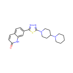 O=c1ccc2ccc(-c3nnc(N4CCC(N5CCCCC5)CC4)s3)cc2[nH]1 ZINC000084758530