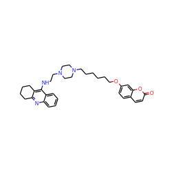 O=c1ccc2ccc(OCCCCCCN3CCN(CCNc4c5c(nc6ccccc46)CCCC5)CC3)cc2o1 ZINC000299859475