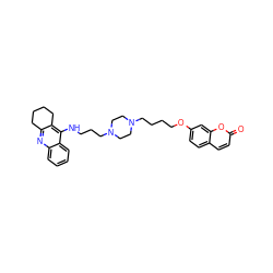 O=c1ccc2ccc(OCCCCN3CCN(CCCNc4c5c(nc6ccccc46)CCCC5)CC3)cc2o1 ZINC000299860242