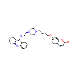 O=c1ccc2ccc(OCCCCN3CCN(CCNc4c5c(nc6ccccc46)CCCC5)CC3)cc2o1 ZINC000299856545