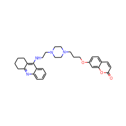 O=c1ccc2ccc(OCCCN3CCN(CCNc4c5c(nc6ccccc46)CCCC5)CC3)cc2o1 ZINC000299864676