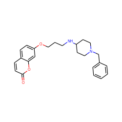 O=c1ccc2ccc(OCCCNC3CCN(Cc4ccccc4)CC3)cc2o1 ZINC000653691218