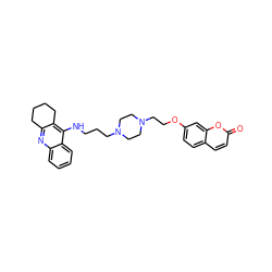 O=c1ccc2ccc(OCCN3CCN(CCCNc4c5c(nc6ccccc46)CCCC5)CC3)cc2o1 ZINC000299863529