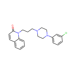 O=c1ccc2ccccc2n1CCCN1CCN(c2cccc(Cl)c2)CC1 ZINC000029550797