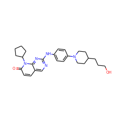 O=c1ccc2cnc(Nc3ccc(N4CCC(CCCO)CC4)cc3)nc2n1C1CCCC1 ZINC000013641475