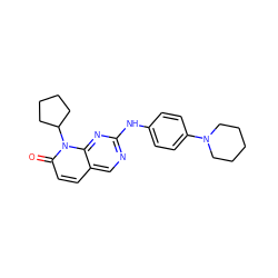 O=c1ccc2cnc(Nc3ccc(N4CCCCC4)cc3)nc2n1C1CCCC1 ZINC000013641472