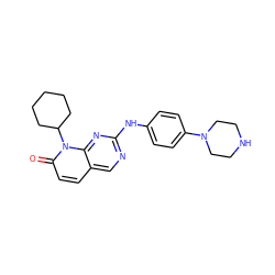 O=c1ccc2cnc(Nc3ccc(N4CCNCC4)cc3)nc2n1C1CCCCC1 ZINC001772584869