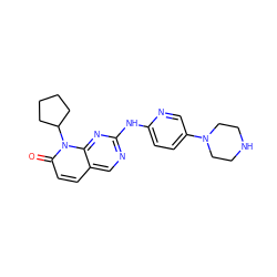 O=c1ccc2cnc(Nc3ccc(N4CCNCC4)cn3)nc2n1C1CCCC1 ZINC000012355131