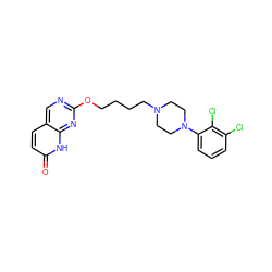 O=c1ccc2cnc(OCCCCN3CCN(c4cccc(Cl)c4Cl)CC3)nc2[nH]1 ZINC000071329758