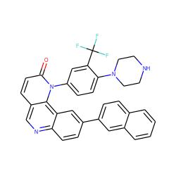 O=c1ccc2cnc3ccc(-c4ccc5ccccc5c4)cc3c2n1-c1ccc(N2CCNCC2)c(C(F)(F)F)c1 ZINC000064539481