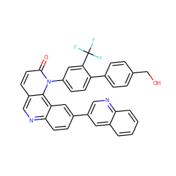 O=c1ccc2cnc3ccc(-c4cnc5ccccc5c4)cc3c2n1-c1ccc(-c2ccc(CO)cc2)c(C(F)(F)F)c1 ZINC000072176578