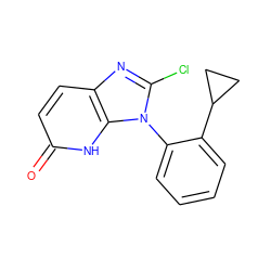 O=c1ccc2nc(Cl)n(-c3ccccc3C3CC3)c2[nH]1 ZINC000118264104