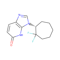 O=c1ccc2ncn([C@@H]3CCCCCC3(F)F)c2[nH]1 ZINC000118265296