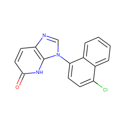 O=c1ccc2ncn(-c3ccc(Cl)c4ccccc34)c2[nH]1 ZINC000118265702