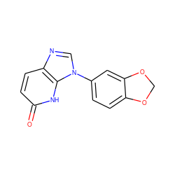 O=c1ccc2ncn(-c3ccc4c(c3)OCO4)c2[nH]1 ZINC000118263532