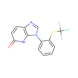 O=c1ccc2ncn(-c3ccccc3SC(F)(F)F)c2[nH]1 ZINC000118268946