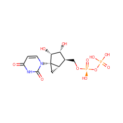 O=c1ccn([C@@]23C[C@H]2[C@H](CO[P@@](=O)(O)OP(=O)(O)O)[C@@H](O)[C@H]3O)c(=O)[nH]1 ZINC000101300900