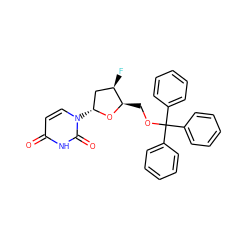 O=c1ccn([C@@H]2C[C@@H](F)[C@@H](COC(c3ccccc3)(c3ccccc3)c3ccccc3)O2)c(=O)[nH]1 ZINC000028527194