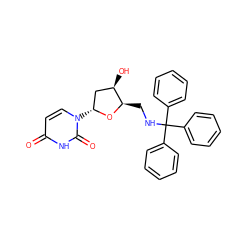 O=c1ccn([C@@H]2C[C@@H](O)[C@@H](CNC(c3ccccc3)(c3ccccc3)c3ccccc3)O2)c(=O)[nH]1 ZINC000028528493