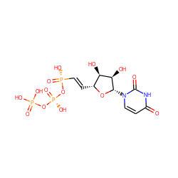 O=c1ccn([C@@H]2O[C@H](/C=C/[P@@](=O)(O)O[P@@](=O)(O)OP(=O)(O)O)[C@@H](O)[C@H]2O)c(=O)[nH]1 ZINC000040429619