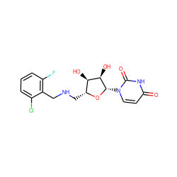 O=c1ccn([C@@H]2O[C@H](CNCc3c(F)cccc3Cl)[C@@H](O)[C@H]2O)c(=O)[nH]1 ZINC000066103199