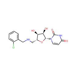 O=c1ccn([C@@H]2O[C@H](CNCc3ccccc3Cl)[C@@H](O)[C@H]2O)c(=O)[nH]1 ZINC000066103917