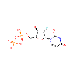 O=c1ccn([C@@H]2O[C@H](CO[P@@](=O)(O)OP(=O)(O)O)[C@@H](O)[C@@H]2F)c(=O)[nH]1 ZINC000035033721