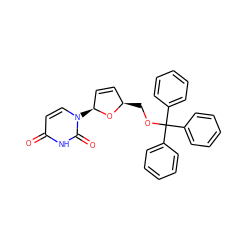 O=c1ccn([C@H]2C=C[C@@H](COC(c3ccccc3)(c3ccccc3)c3ccccc3)O2)c(=O)[nH]1 ZINC000013673365