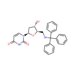 O=c1ccn([C@H]2C[C@H](O)[C@@H](CNC(c3ccccc3)(c3ccccc3)c3ccccc3)O2)c(=O)[nH]1 ZINC000013673354