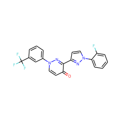 O=c1ccn(-c2cccc(C(F)(F)F)c2)nc1-c1ccn(-c2ccccc2F)n1 ZINC000001392535