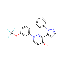 O=c1ccn(-c2cccc(OC(F)(F)F)c2)nc1-c1ccnn1-c1ccccc1 ZINC000095579643