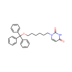 O=c1ccn(CCCCCCOC(c2ccccc2)(c2ccccc2)c2ccccc2)c(=O)[nH]1 ZINC000036185092