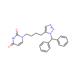 O=c1ccn(CCCCc2cnnn2C(c2ccccc2)c2ccccc2)c(=O)[nH]1 ZINC000095552044