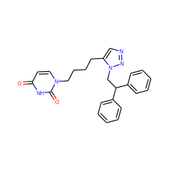 O=c1ccn(CCCCc2cnnn2CC(c2ccccc2)c2ccccc2)c(=O)[nH]1 ZINC000095553647