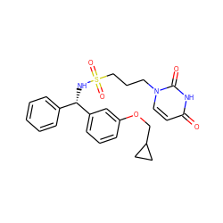 O=c1ccn(CCCS(=O)(=O)N[C@@H](c2ccccc2)c2cccc(OCC3CC3)c2)c(=O)[nH]1 ZINC000116101997