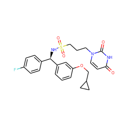 O=c1ccn(CCCS(=O)(=O)N[C@H](c2ccc(F)cc2)c2cccc(OCC3CC3)c2)c(=O)[nH]1 ZINC000116101886